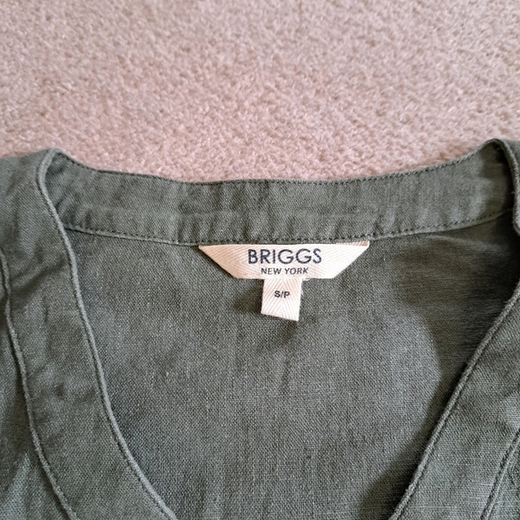 NWOT Briggs New York Greenl Linen Dress Small V-neck Short Sleeved - Picture 13 of 14